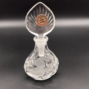 Vintage Clear Glass Perfume Bottle Czech Republic Princess House Frosted Flower